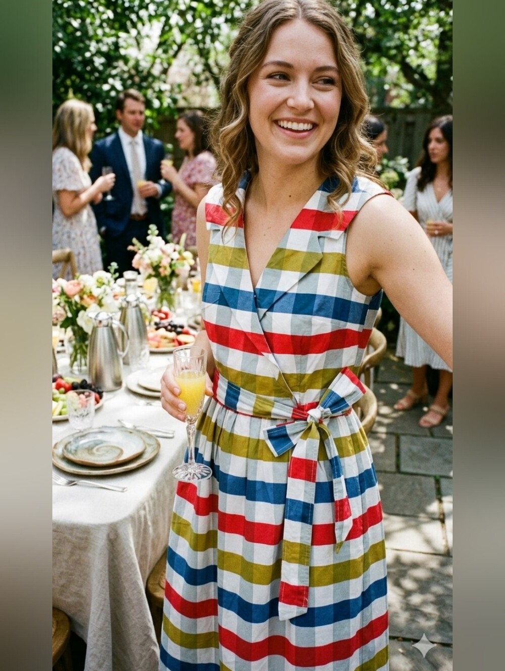 Colorblock Wrap Dress with Belt